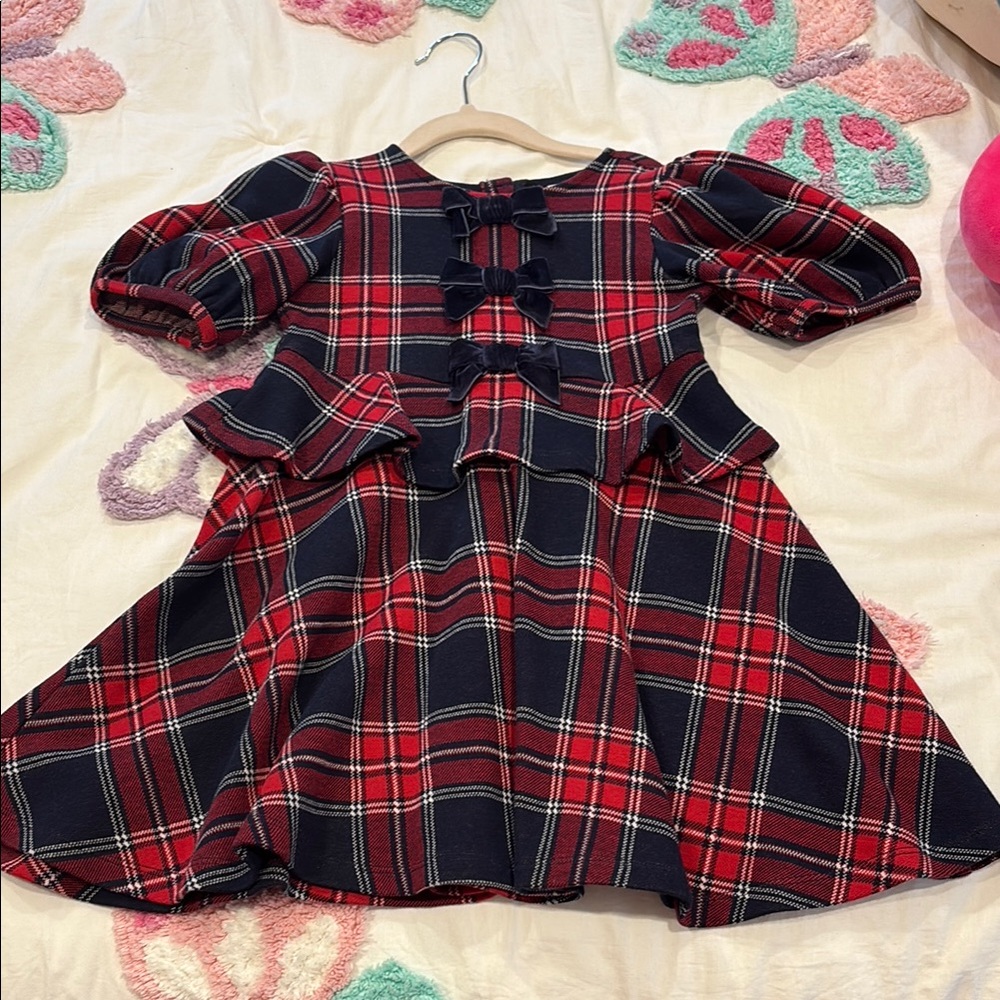 Plaid Red and Black Kids Dress